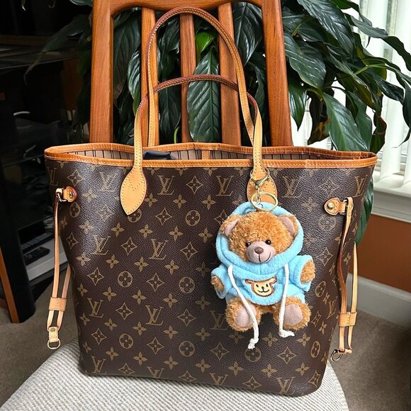 TEDDY BEAR HOODIE Bag Charm Tan and Blue 🧸 - Picture 2 of 7